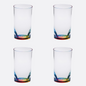 Set of Four Clear and Blue Acrylic Highball Glasses