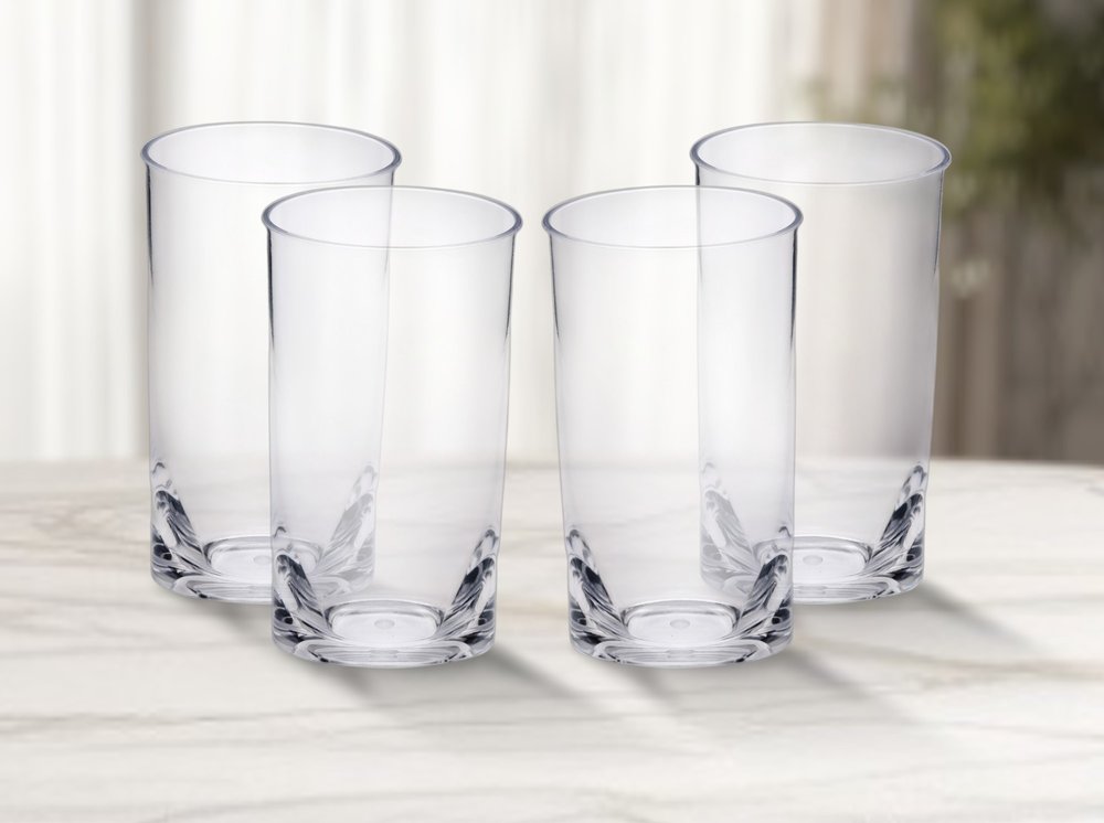 Set of Four Clear Acrylic Stemless Highball Glass