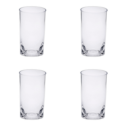 Set of Four Clear Acrylic Stemless Highball Glass