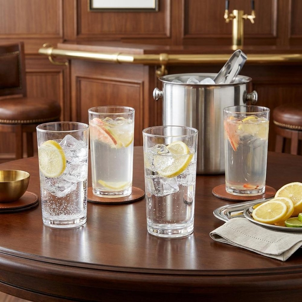 Set of Four Clear Tritan Plastic Stemless Highball Glass
