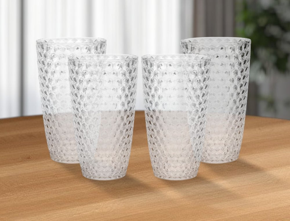 Set of Four Blue Acrylic Stemless Highball Glass