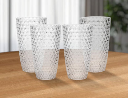 Set of Four Blue Acrylic Stemless Highball Glass