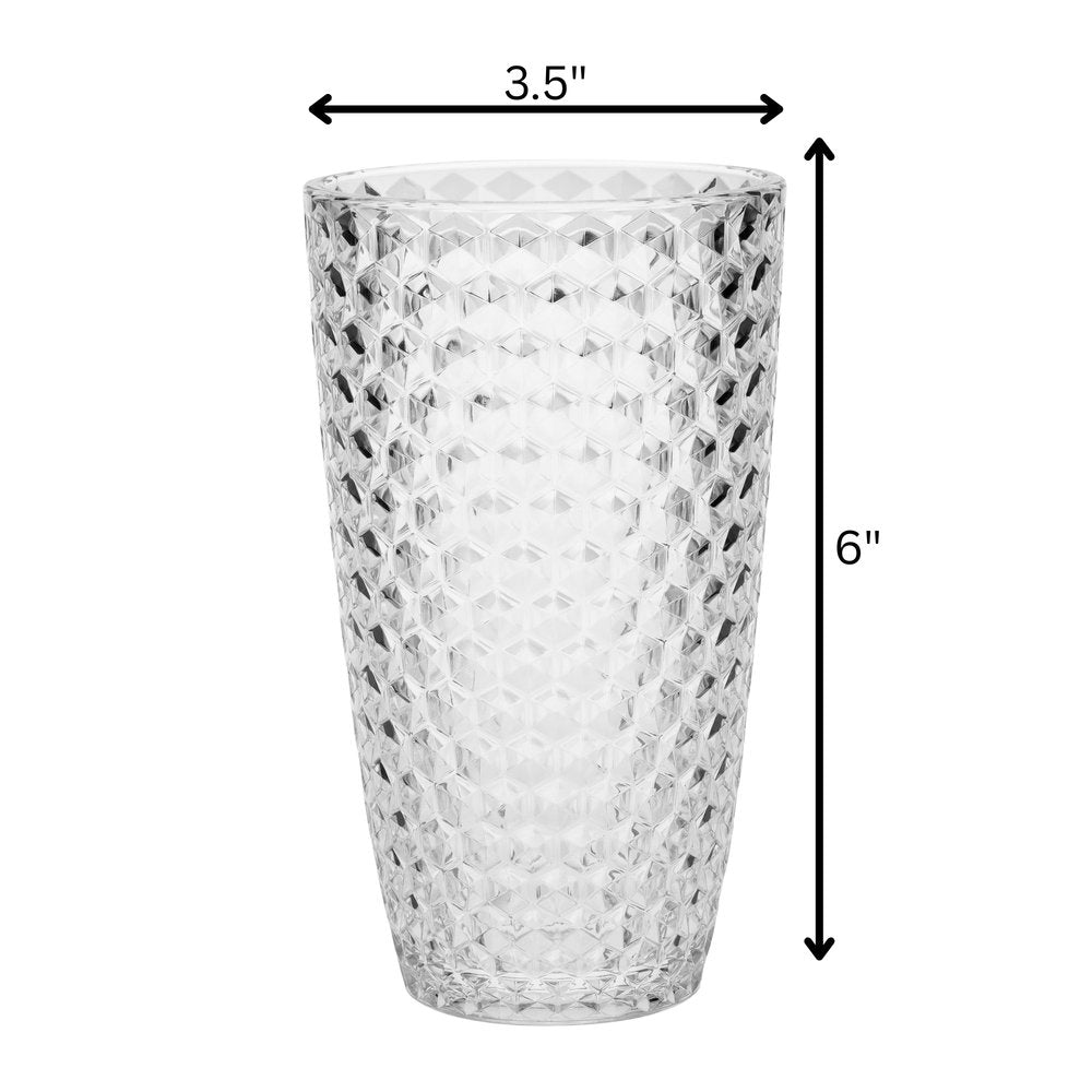 Set of Four Blue Geometric Acrylic Stemless Highball Glass