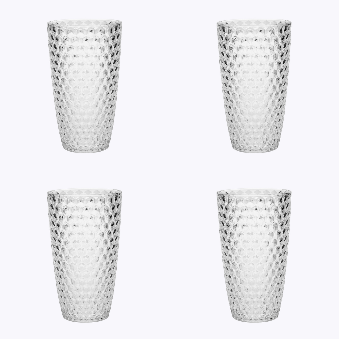 Set of Four Clear Acrylic Stemless Highball Glass