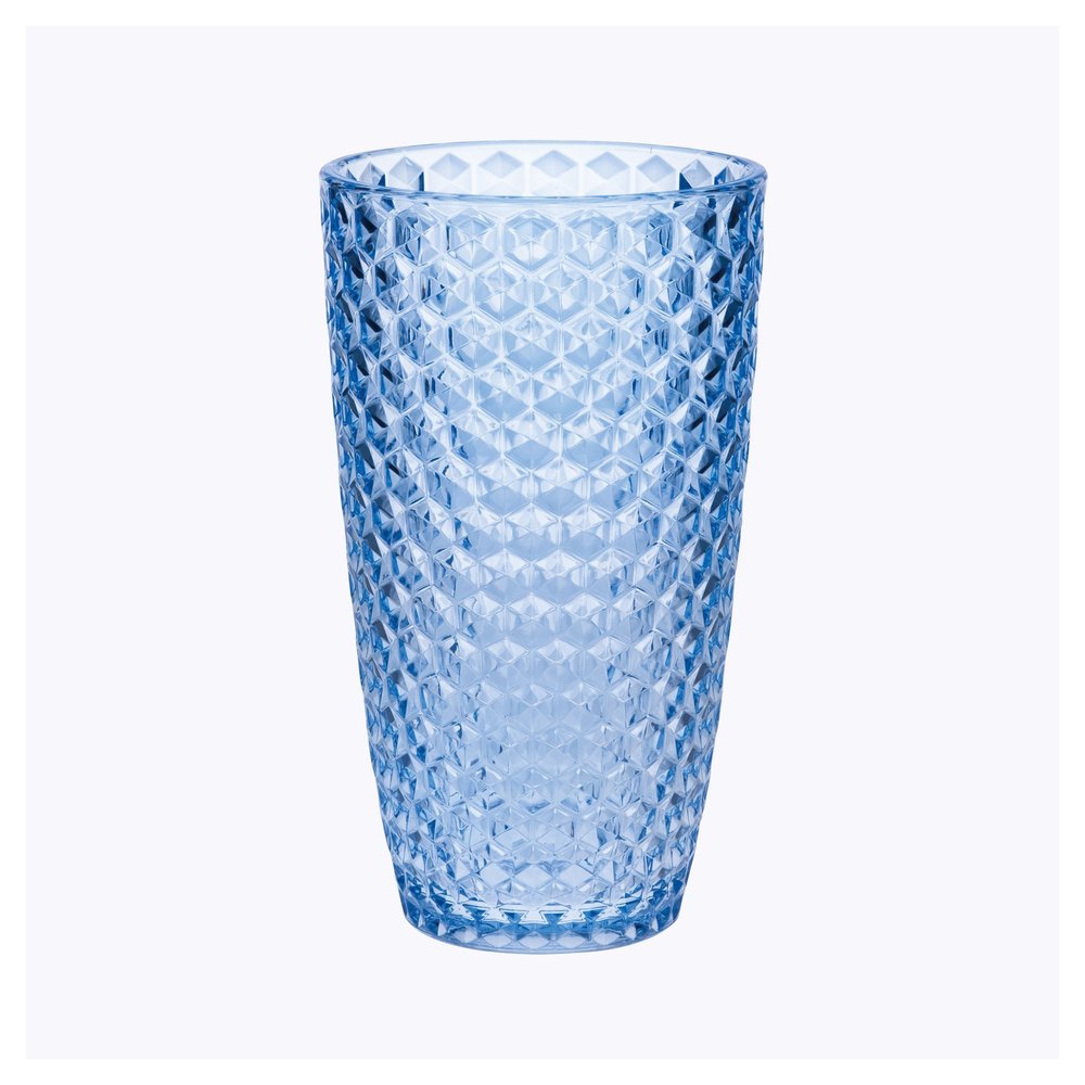 Set of Four Blue Geometric Acrylic Stemless Highball Glass
