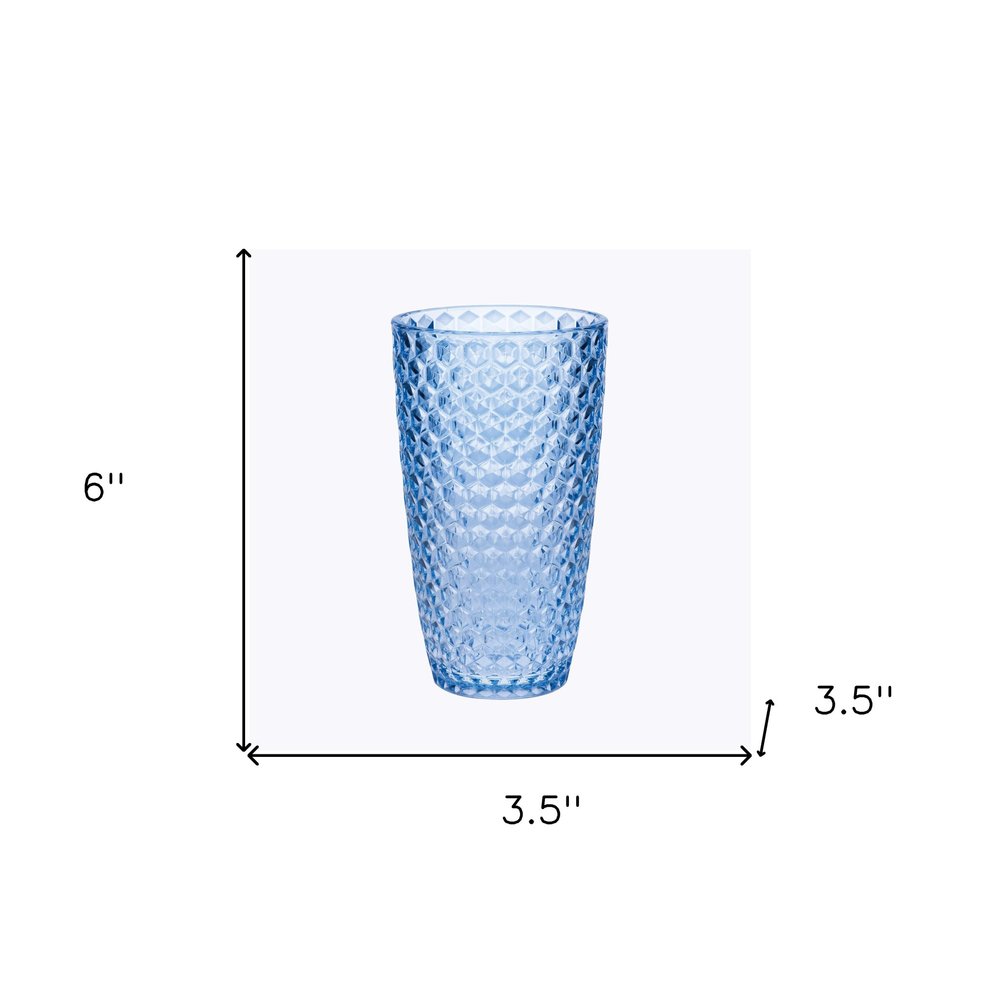 Set of Four Blue Acrylic Stemless Highball Glass