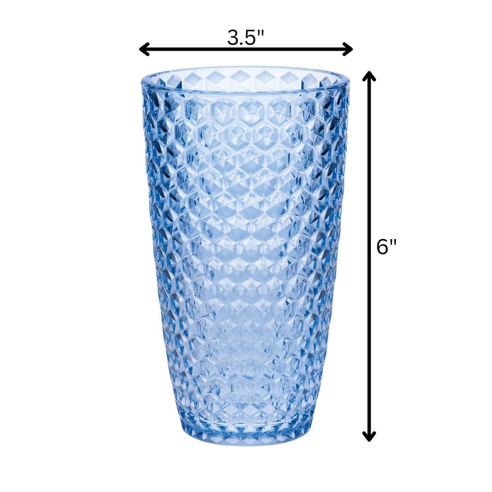 Set of Four Blue Geometric Acrylic Stemless Highball Glass