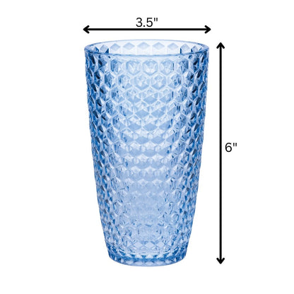 Set of Four Blue Geometric Acrylic Stemless Highball Glass