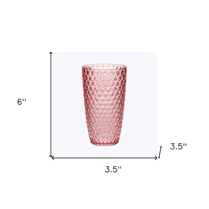 Set of Four Pink Acrylic Stemless Highball Glass
