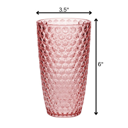 Set of Four Pink Geometric Acrylic Stemless Highball Glass