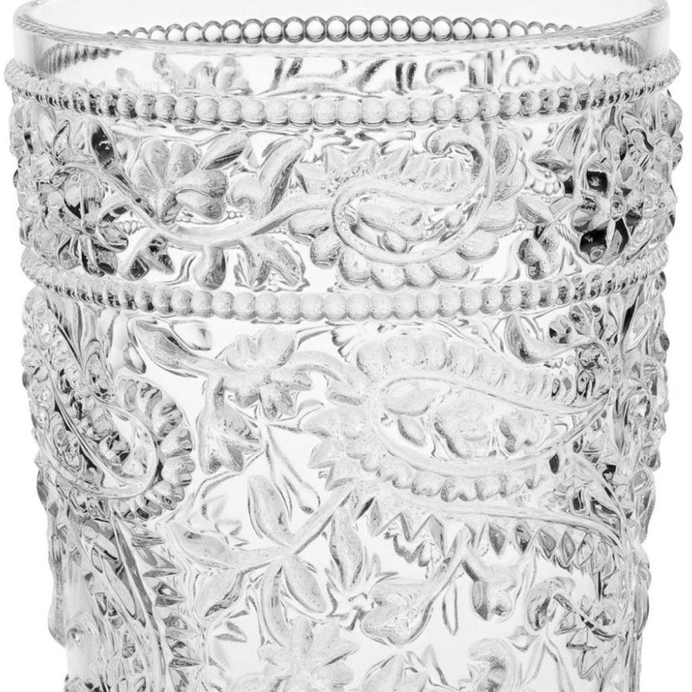 Set of Four Clear Paisley Acrylic Stemless Highball Glass