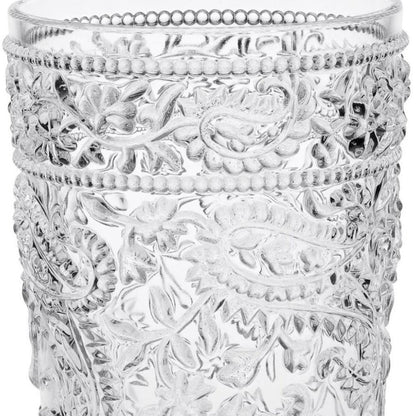 Set of Four Clear Paisley Acrylic Stemless Highball Glass