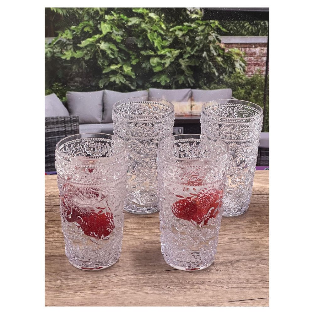 Set of Four Blue Acrylic Stemless Highball Glass