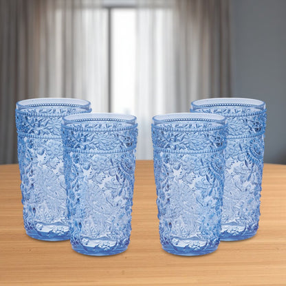 Set of Four Clear Paisley Acrylic Stemless Highball Glass