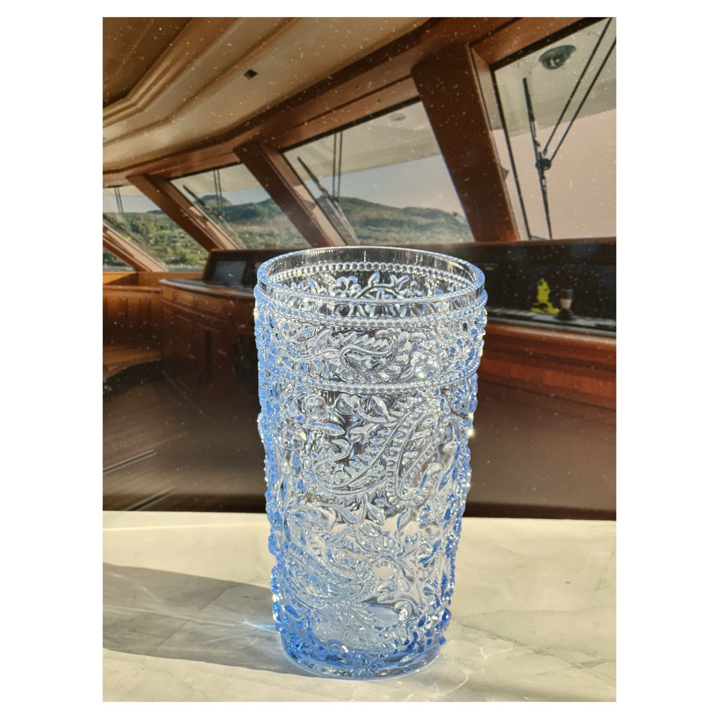 Set of Four Clear Paisley Acrylic Stemless Highball Glass