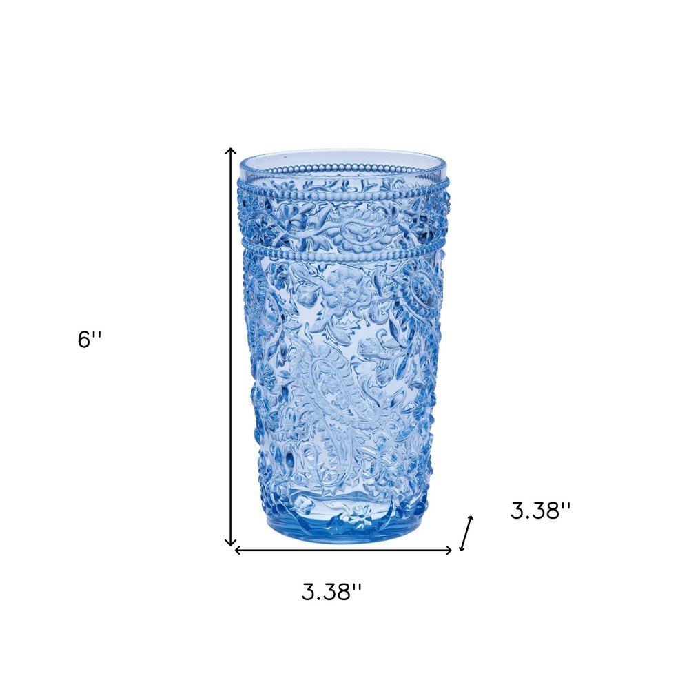 Set of Four Blue Acrylic Stemless Highball Glass