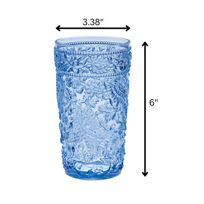 Set of Four Clear Paisley Acrylic Stemless Highball Glass
