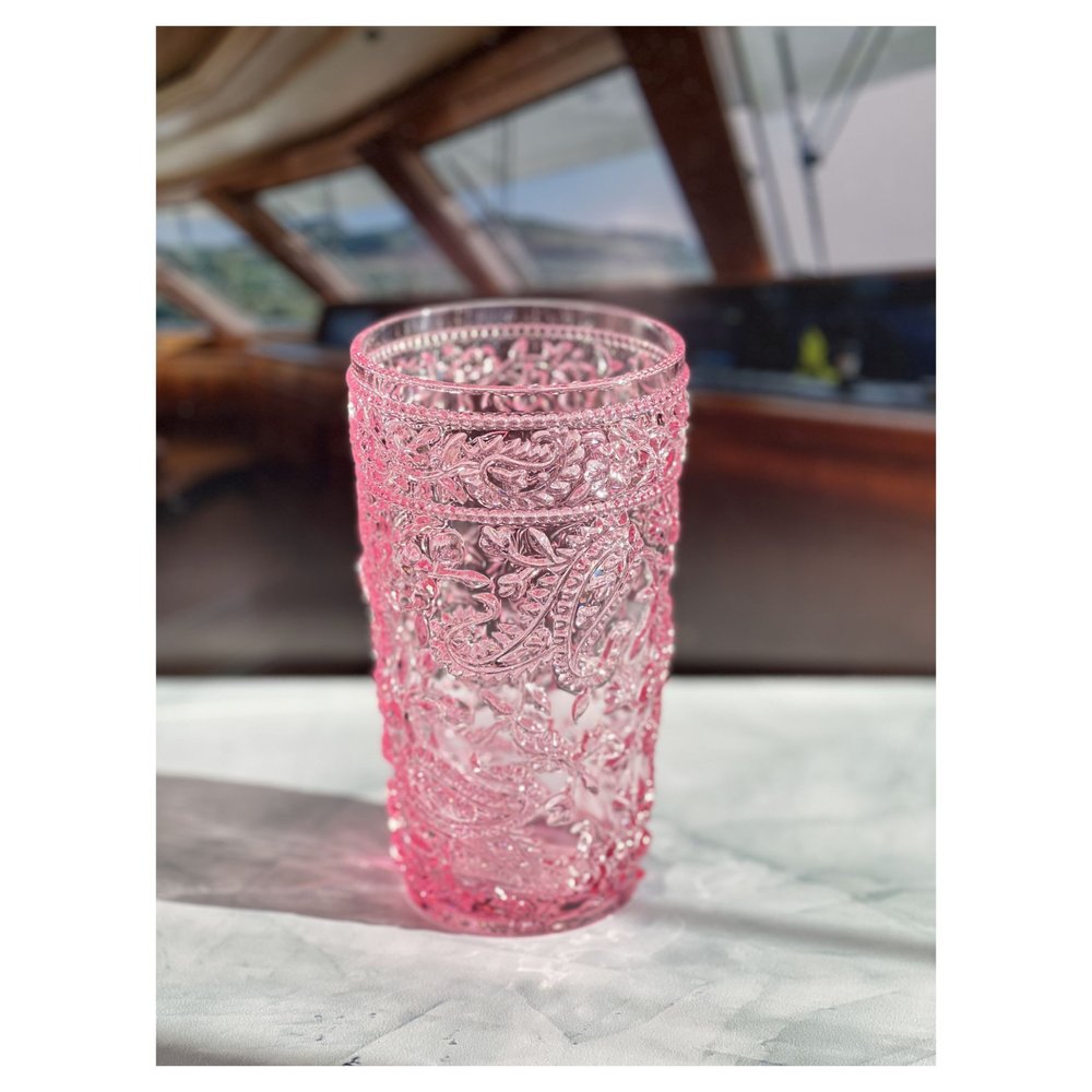 Set of Four Pink Acrylic Stemless Highball Glass