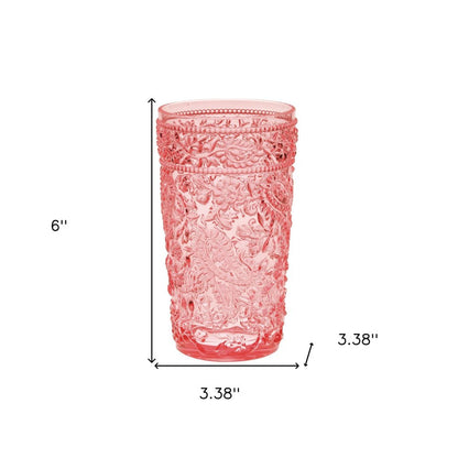 Set of Four Pink Acrylic Stemless Highball Glass