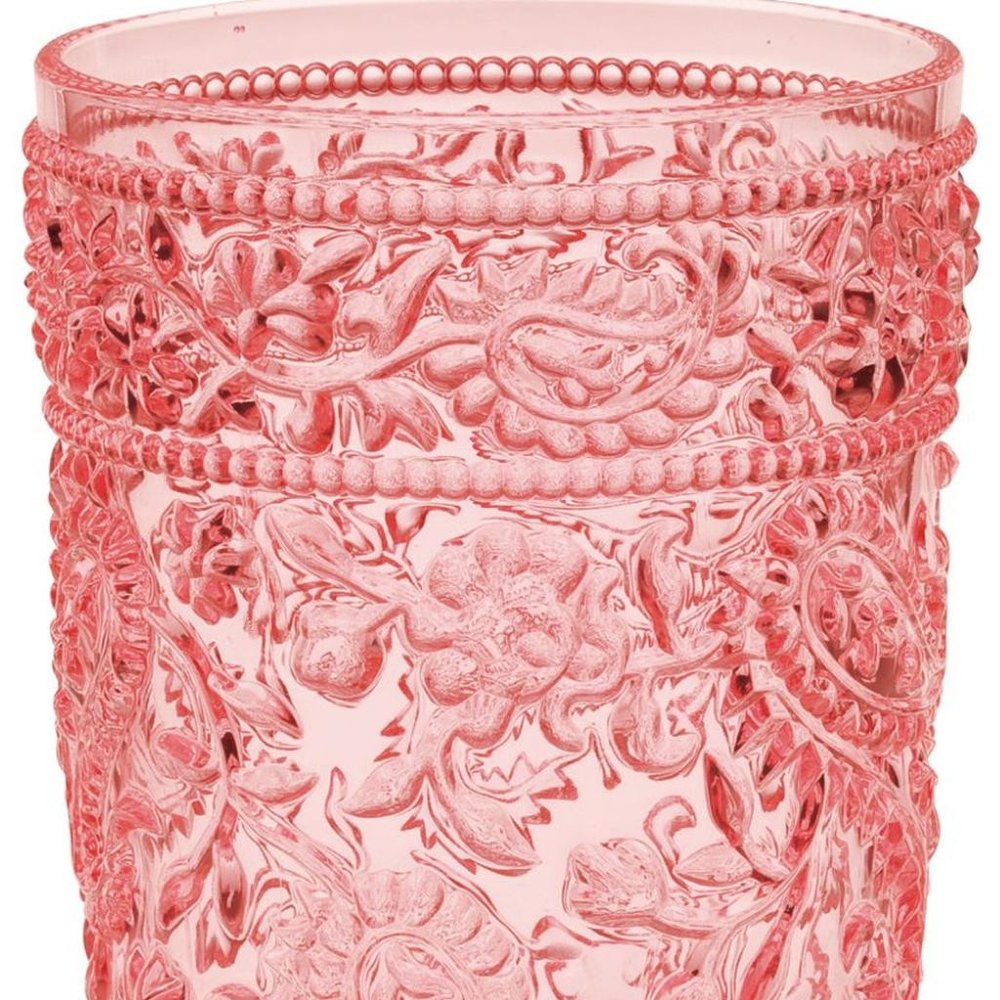 Set of Four Pink Paisley Acrylic Stemless Highball Glass