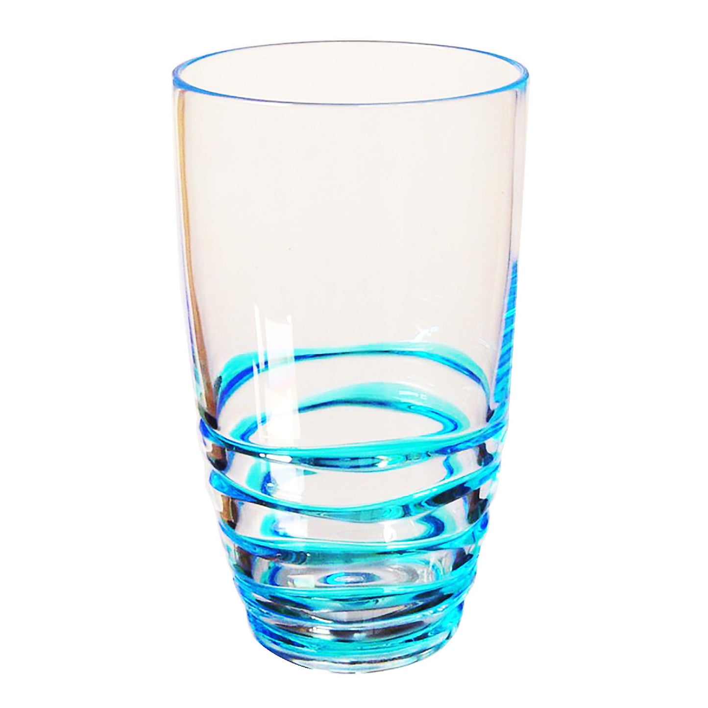 Set of Four Clear and Blue Swirl Acrylic Highball Glasses