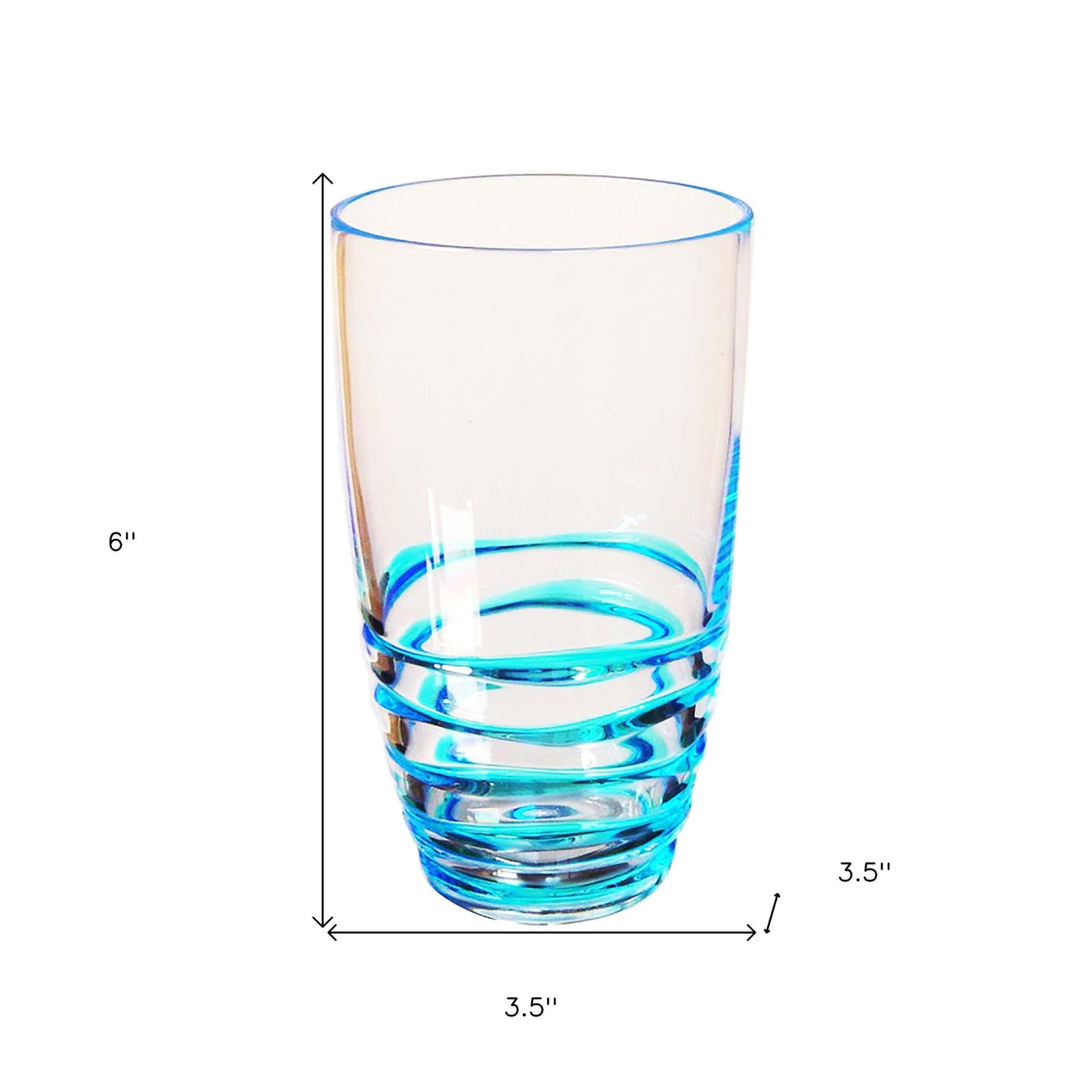 Set of Four Clear and Blue Swirl Acrylic Highball Glasses