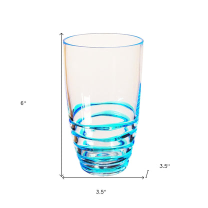 Set of Four Clear and Blue Swirl Acrylic Highball Glasses