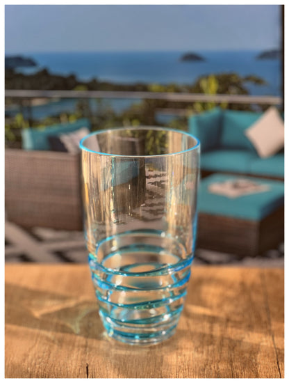 Set of Four Clear and Blue Swirl Acrylic Highball Glasses