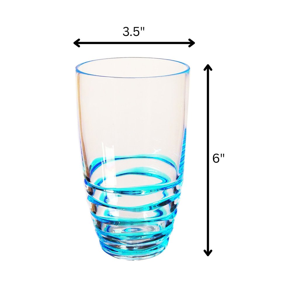 Set of Four Clear and Blue Swirl Acrylic Highball Glasses