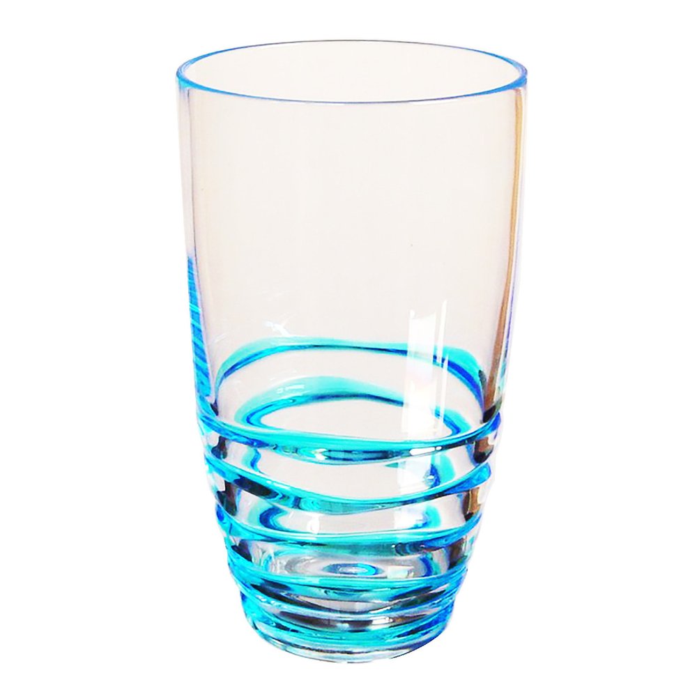 Set of Four Clear and Blue Swirl Acrylic Highball Glasses