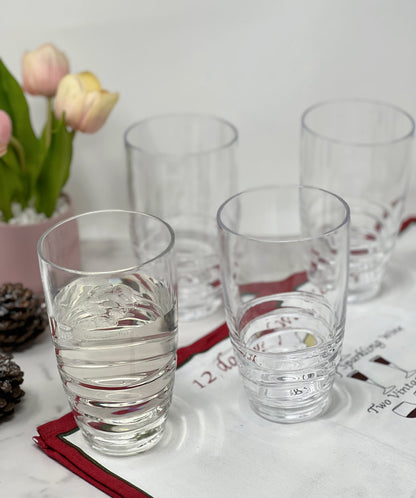 Set of Four Clear Swirl Acrylic Highball Glasses