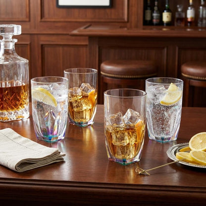 Set of Four Rainbow Acrylic Stemless Highball Glass
