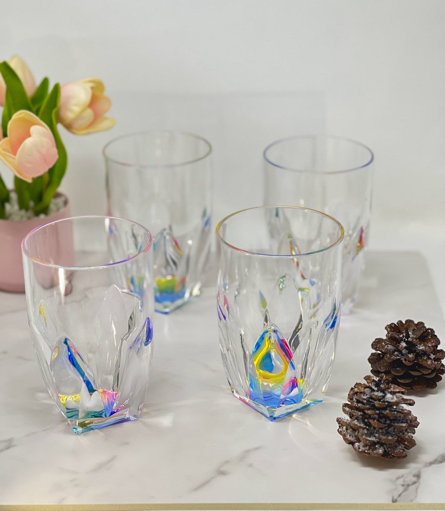 Set of Four Rainbow Acrylic Stemless Highball Glass