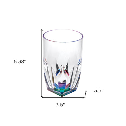 Set of Four Clear and Rainbow Geometric Acrylic Highball Glasses