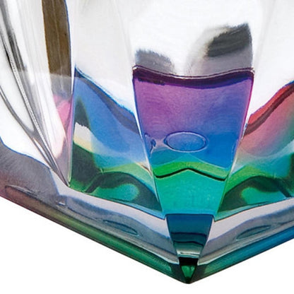 Set of Four Clear and Rainbow Geometric Acrylic Highball Glasses