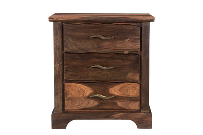 27" Dark Brown Solid Wood Three Drawer Nightstand
