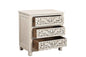 30" White Solid Wood Distressed Three Drawer Nightstand