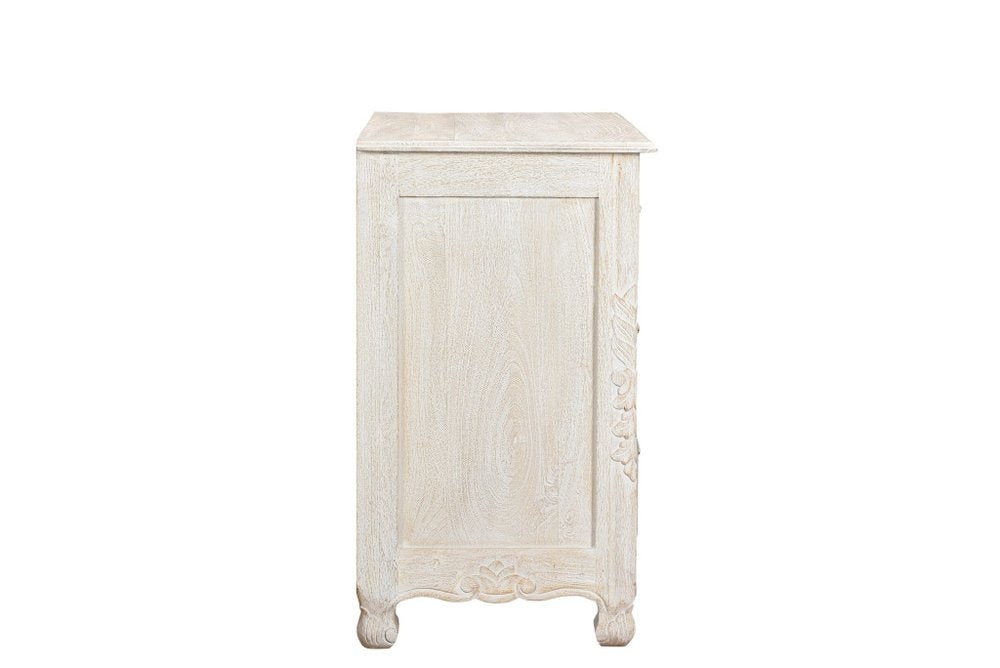 30" White Solid Wood Distressed Three Drawer Nightstand