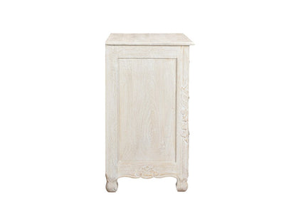 30" White Solid Wood Distressed Three Drawer Nightstand