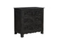 30" Black Solid Wood Distressed Three Drawer Nightstand