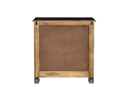 30" Black Solid Wood Distressed Three Drawer Nightstand