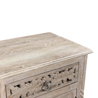 30" White Solid Wood Distressed One Drawer Nightstand