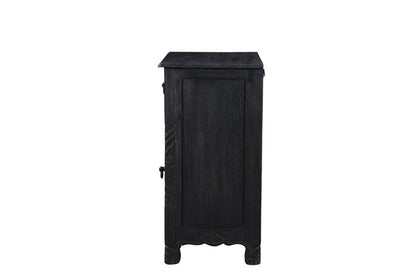 30" Black Solid Wood Distressed One Drawer Nightstand