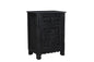 30" Distressed Black One Drawer Carved Floral Solid Wood Nightstand