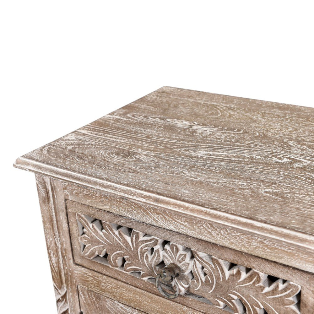 30" Gray Solid Wood Distressed One Drawer Nightstand