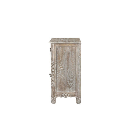 30" Gray Solid Wood Distressed One Drawer Nightstand
