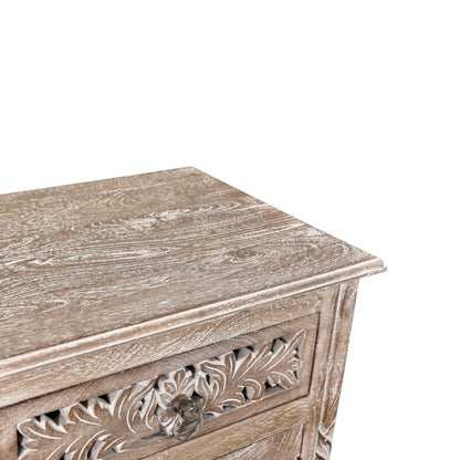 30" Gray Solid Wood Distressed One Drawer Nightstand