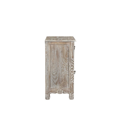 30" Gray Solid Wood Distressed One Drawer Nightstand