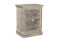 36" White Solid Wood Distressed Nightstand