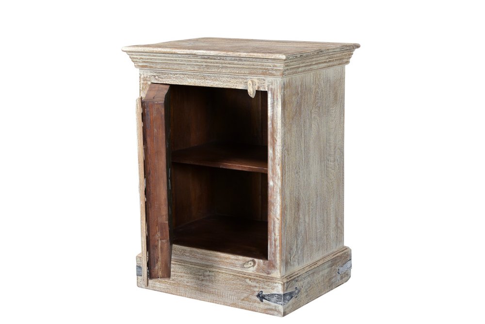 36" White Solid Wood Distressed Nightstand